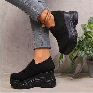 Women's Black Slip-On Sneakers